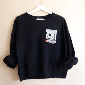 Long Sleeve Fleece Mickey Crop Sweatshirt